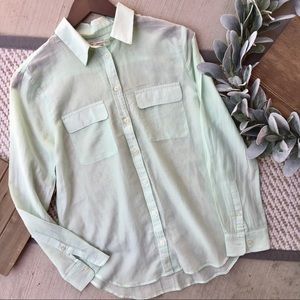 Gap Icy Mint Long-Sleeve Button Down Shirt
